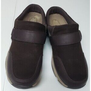 Women's Easy Spirit Brown Faux Suede Padded Clogs 8M Preowned Excellent